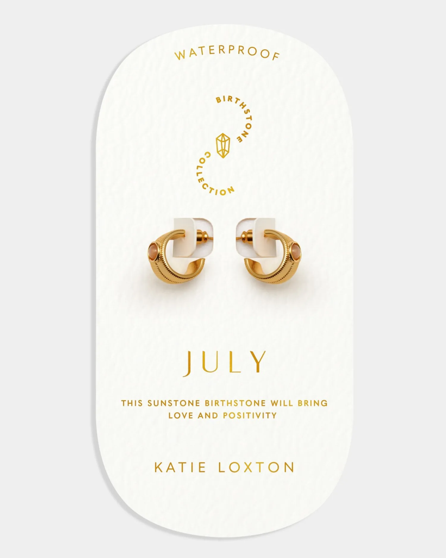 Katie Loxton ' Waterproof Gold Birthstone Hoop Earrings July Online