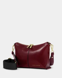 Katie Loxton Laila Patent Crackle Crossbody Bag Cherry