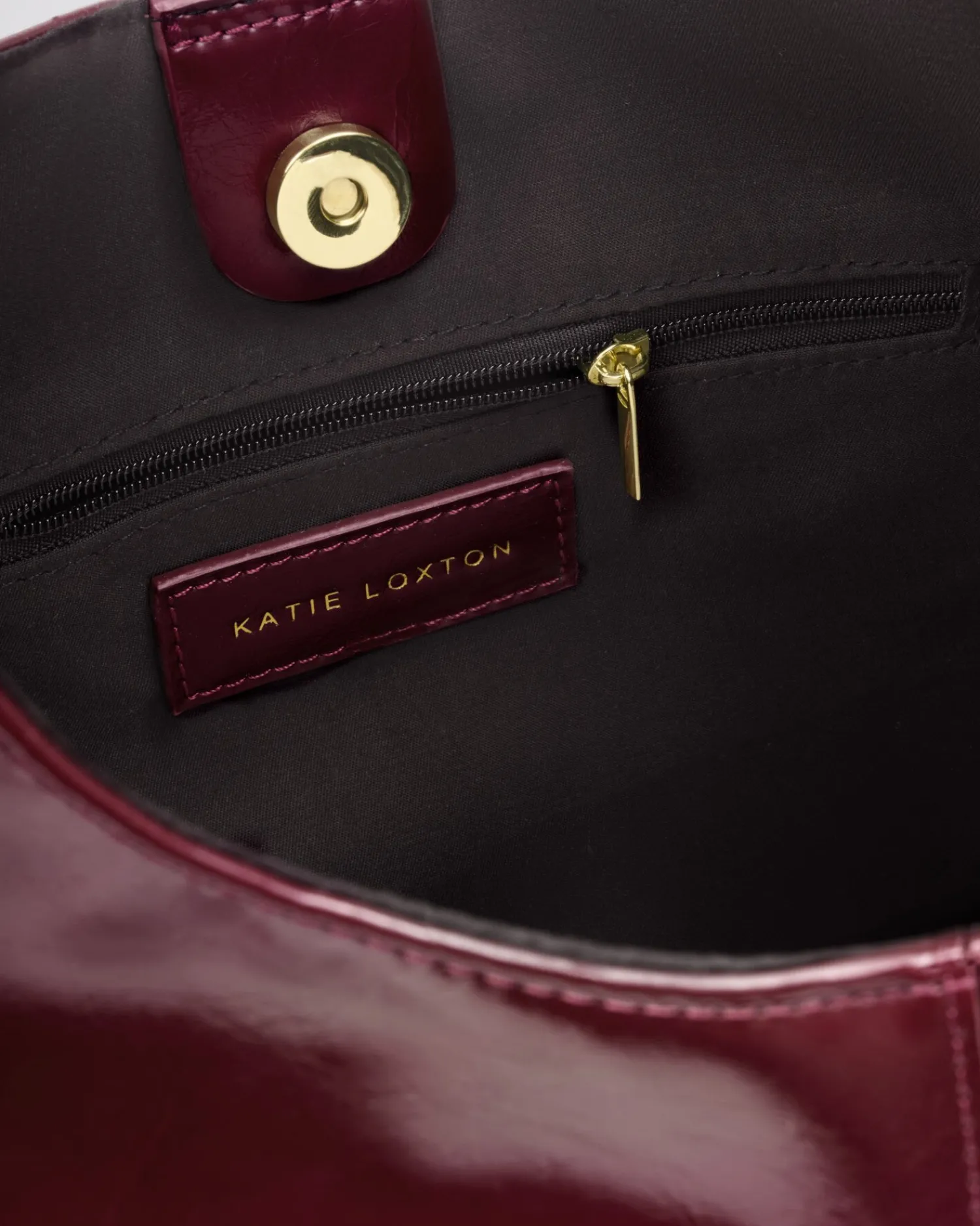 Katie Loxton Laila Patent Crackle Shoulder Bag Cherry Clearance