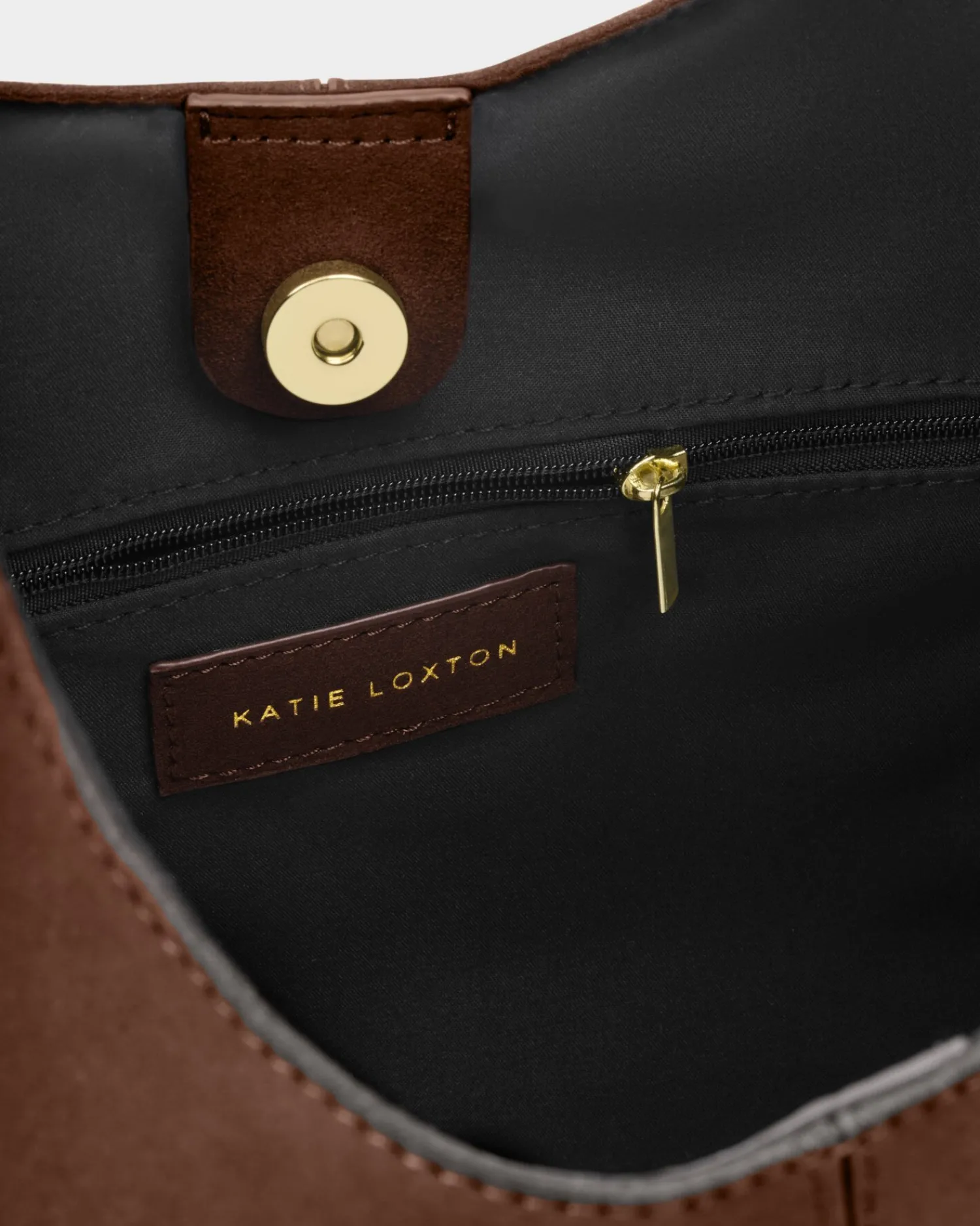 Katie Loxton Laila Suedette Shoulder Bag Dark Chocolate New