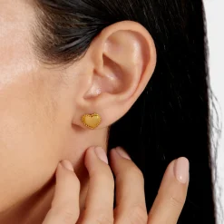 Katie Loxton Love' Waterproof Gold Heart Earrings New