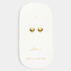 Katie Loxton Love' Waterproof Gold Heart Earrings New