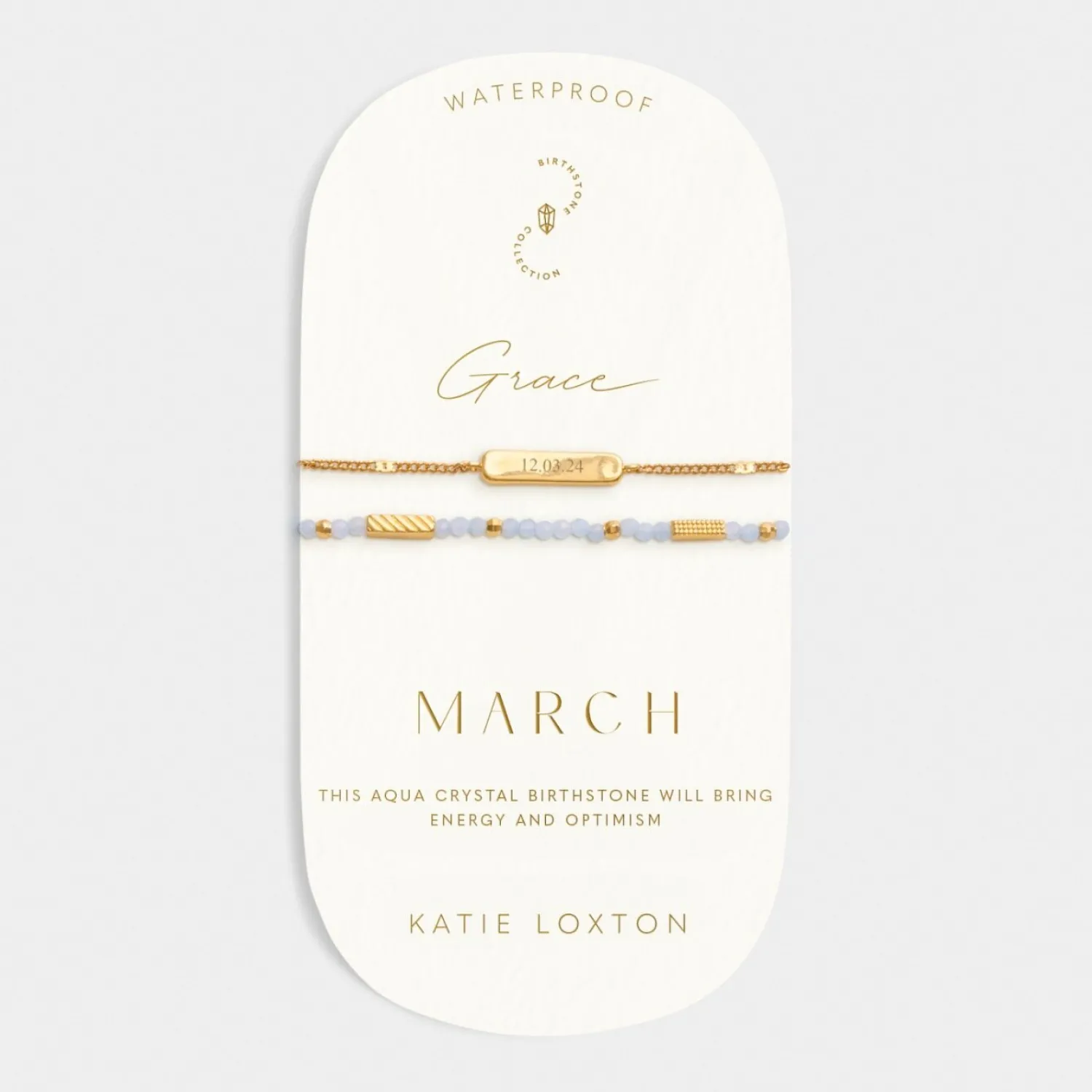 Katie Loxton ' Waterproof Gold Birthstone Bracelet March Sale