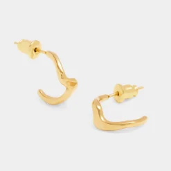 Katie Loxton Marina Waterproof Gold Wave Hoop Earrings Clearance