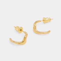 Katie Loxton Marina Waterproof Gold Wave Hoop Earrings Clearance