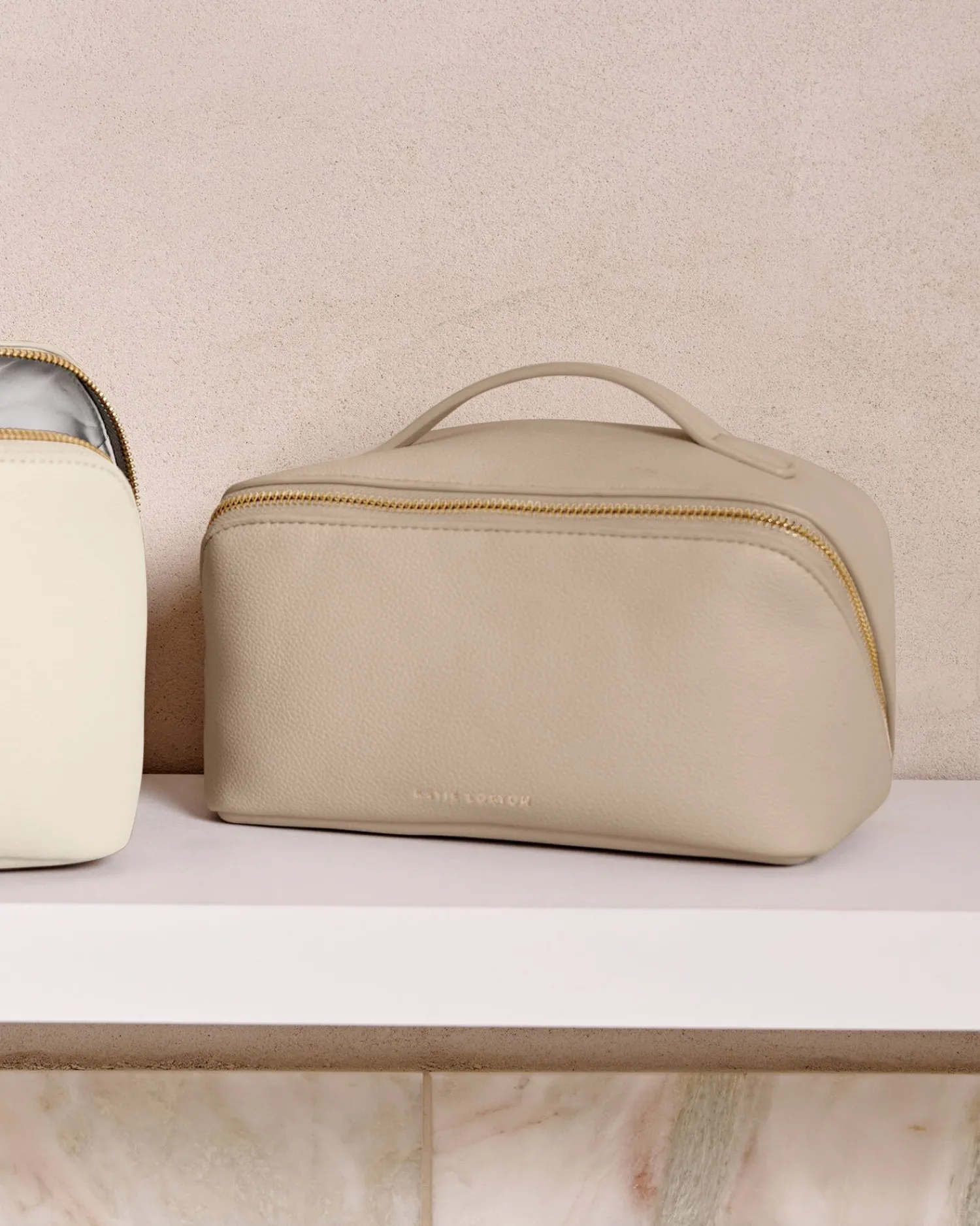 Katie Loxton Medium Make Up & Wash Bag Light Taupe Best