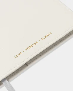 Katie Loxton Notebook Cover and A5 Lined Notepad 'Love Forever Always' Off White Hot