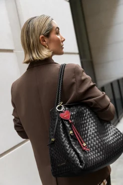 Katie Loxton Nova Hand Woven Large Shoulder Bag Black Online