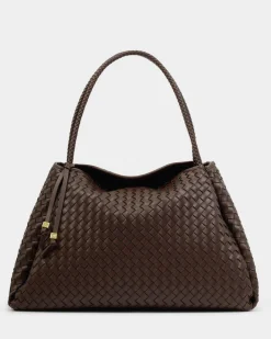 Katie Loxton Nova Hand Woven Large Shoulder Bag Chocolate New