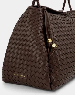 Katie Loxton Nova Hand Woven Large Shoulder Bag Chocolate New