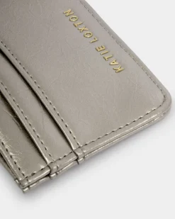Katie Loxton Nova Patent Crackle Card Holder Pewter New