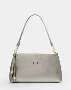 Katie Loxton Nova Patent Crackle Clutch Pewter