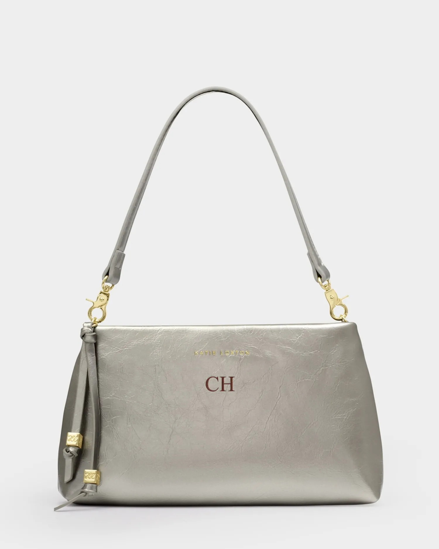 Katie Loxton Nova Patent Crackle Clutch Pewter