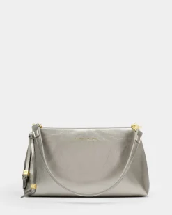 Katie Loxton Nova Patent Crackle Clutch Pewter