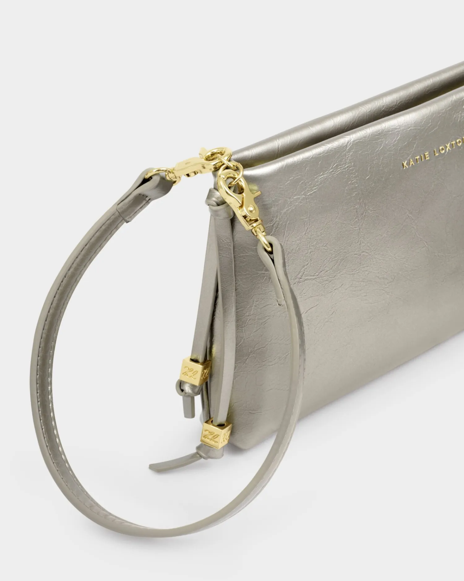 Katie Loxton Nova Patent Crackle Clutch Pewter