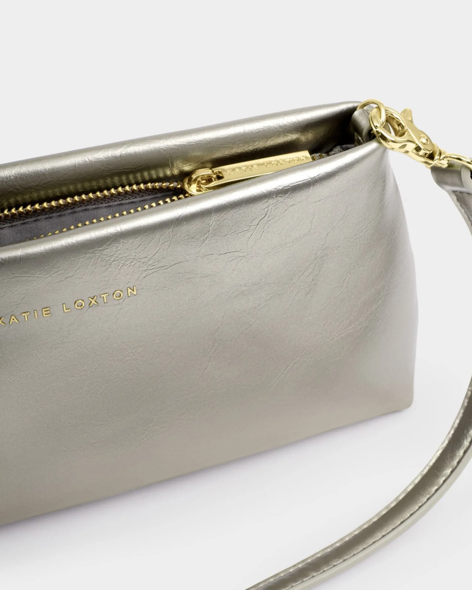 Katie Loxton Nova Patent Crackle Clutch Pewter