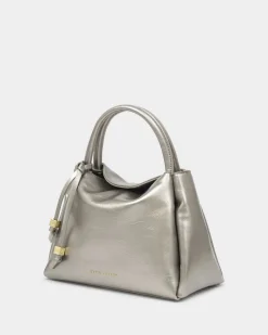 Katie Loxton Nova Patent Crackle Top Handle Bag Pewter Best