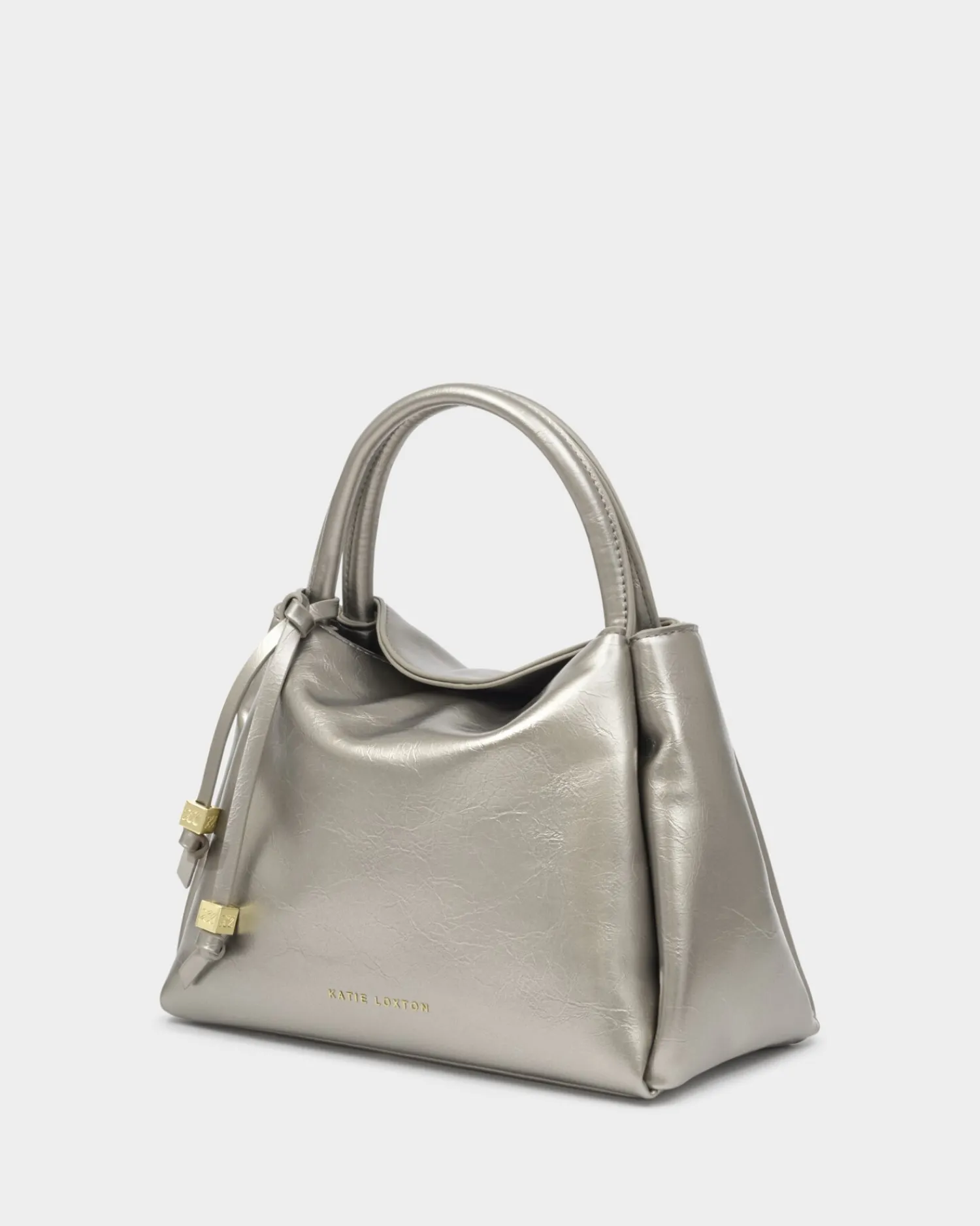 Katie Loxton Nova Patent Crackle Top Handle Bag Pewter Best