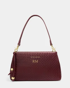 Katie Loxton Nova Woven Texture Clutch Cherry New