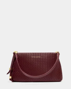 Katie Loxton Nova Woven Texture Clutch Cherry New