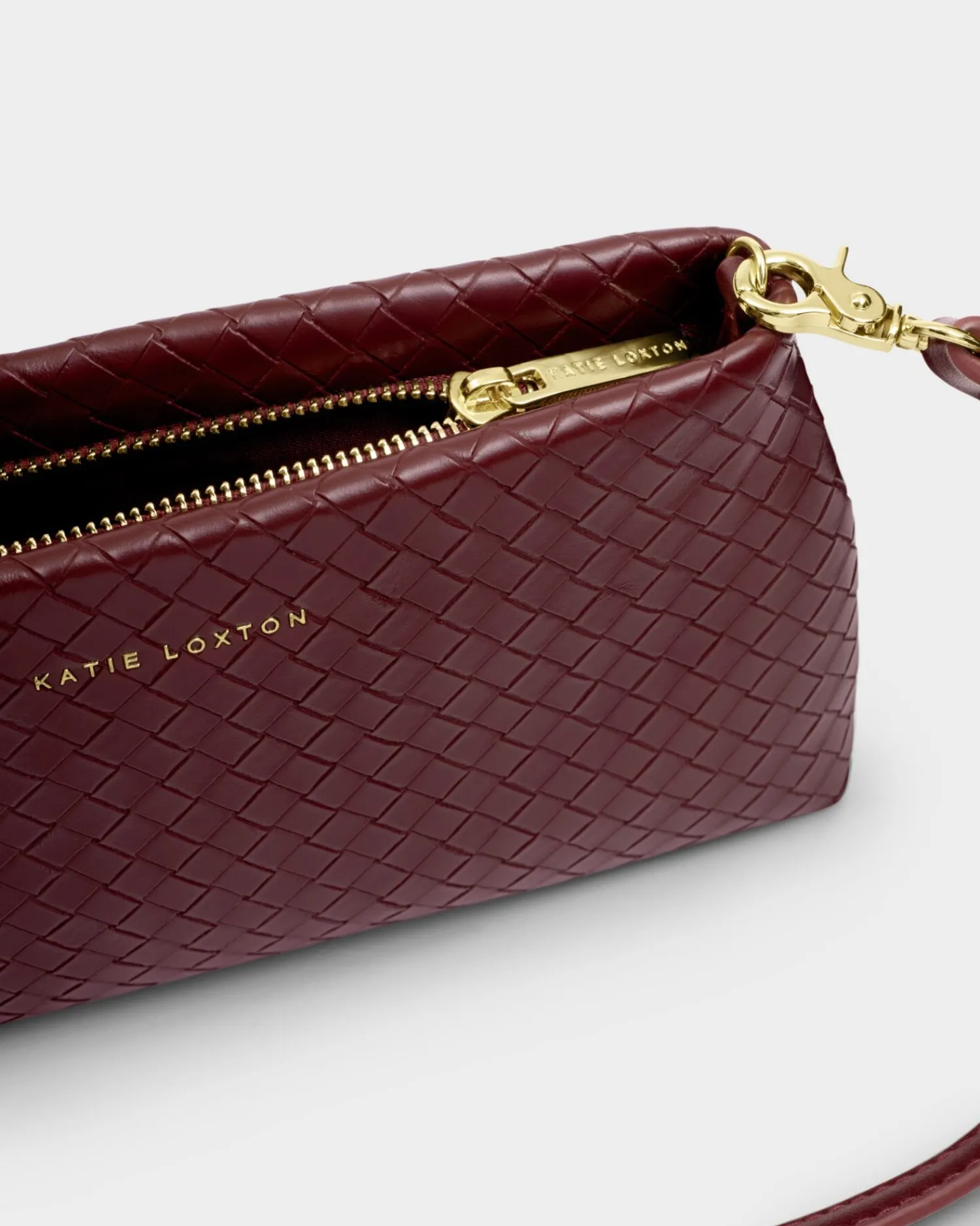 Katie Loxton Nova Woven Texture Clutch Cherry New