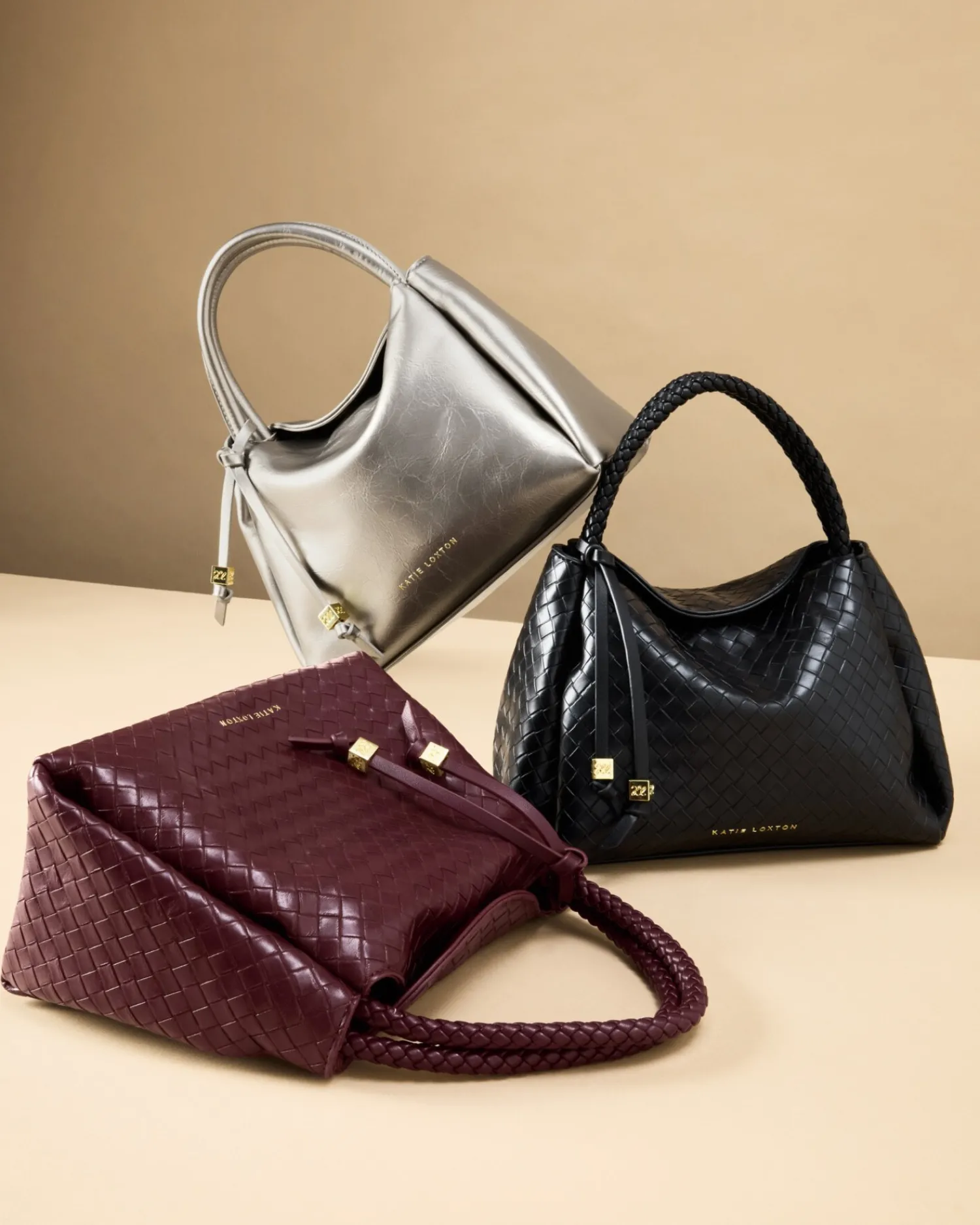 Katie Loxton Nova Woven Texture Top Handle Bag Black