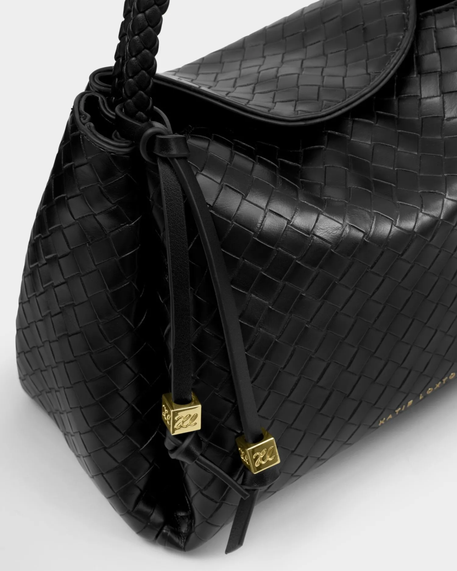 Katie Loxton Nova Woven Texture Top Handle Bag Black