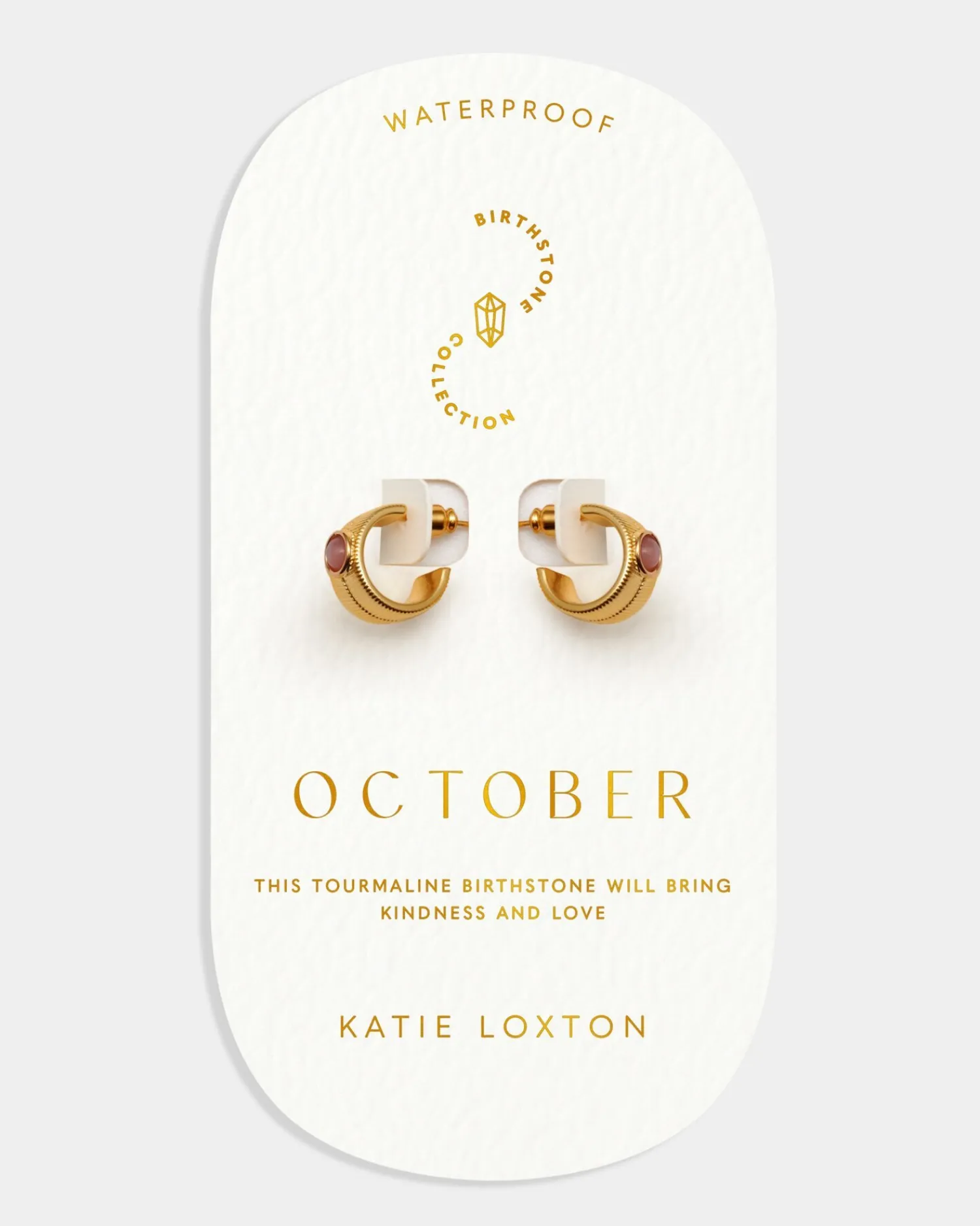 Katie Loxton ' Waterproof Gold Birthstone Hoop Earrings October Discount