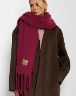 Katie Loxton Oversized Recycled Tassel Scarf Garnet Red Clearance
