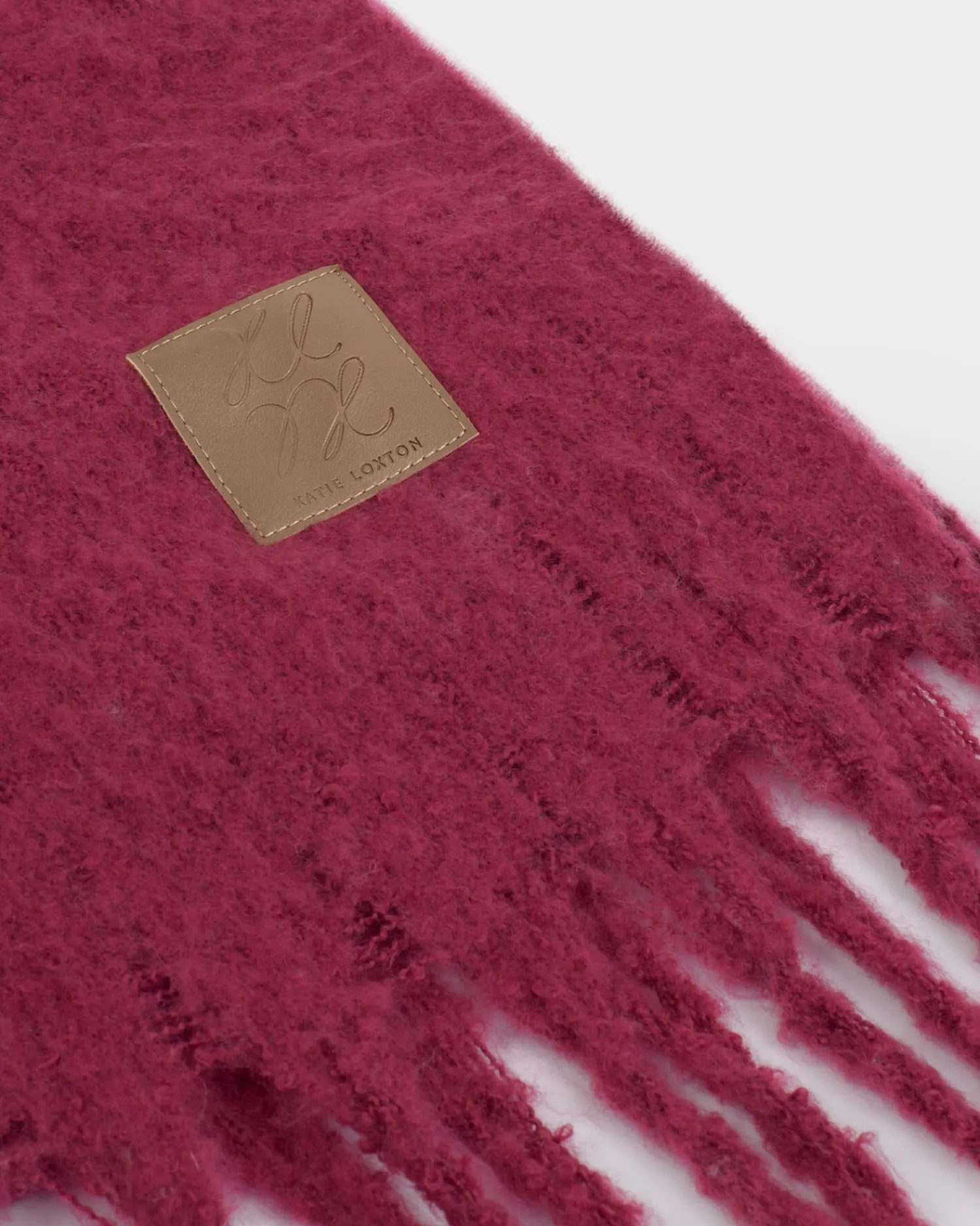 Katie Loxton Oversized Recycled Tassel Scarf Garnet Red Clearance