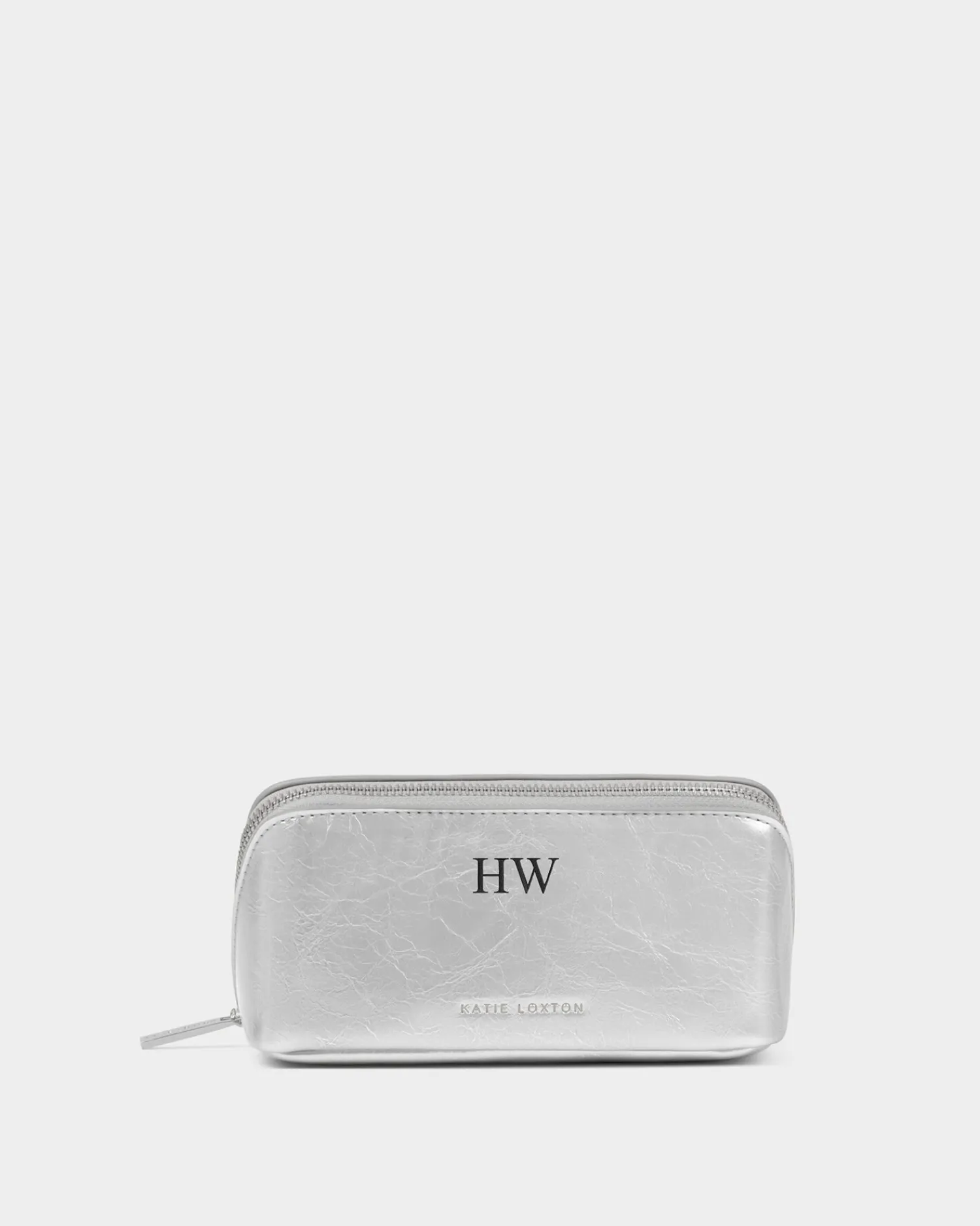 Katie Loxton Patent Crackle Fold-Out Mirror Makeup Bag Silver New