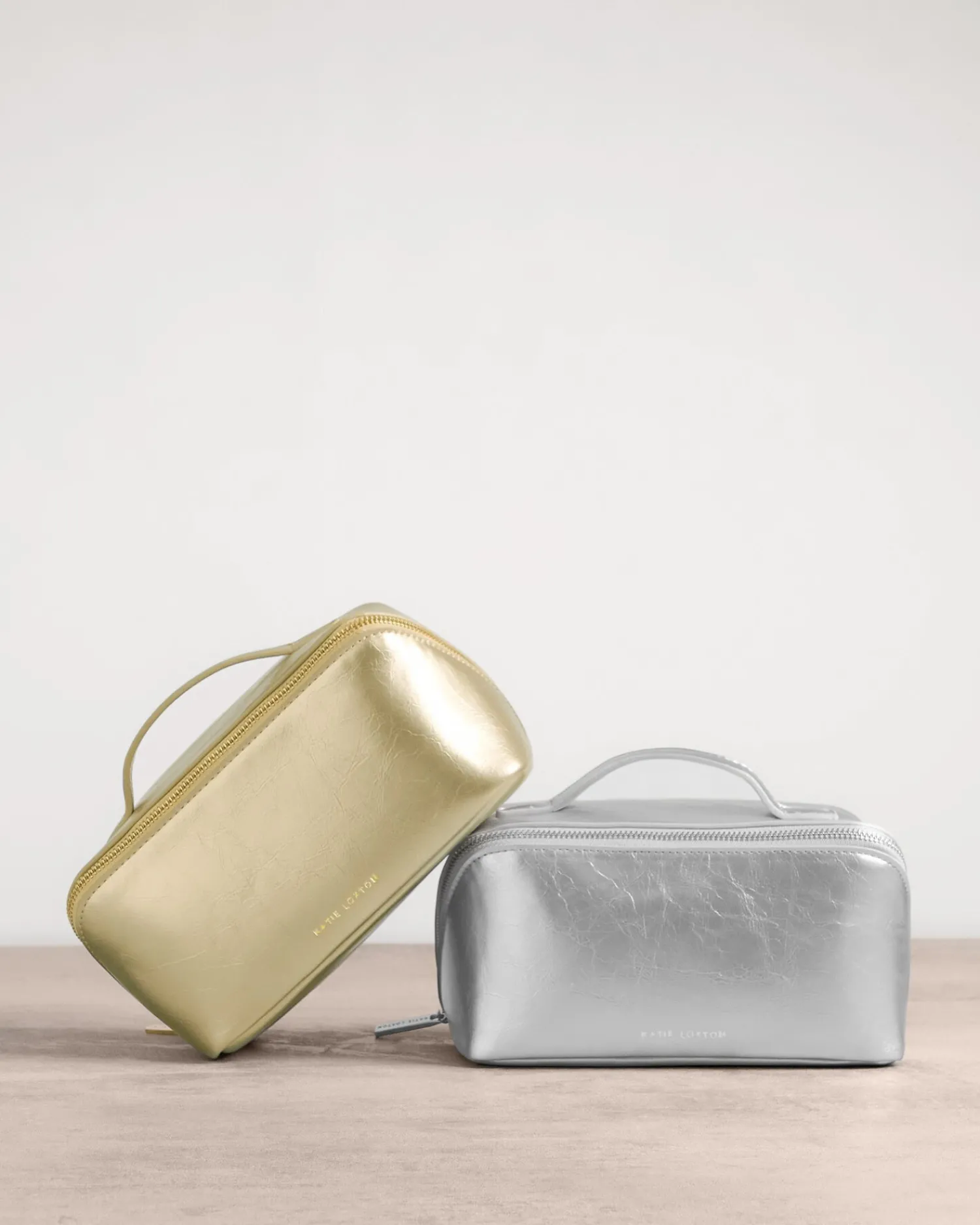 Katie Loxton Patent Crackle Large Makeup & Wash Bag Gold New