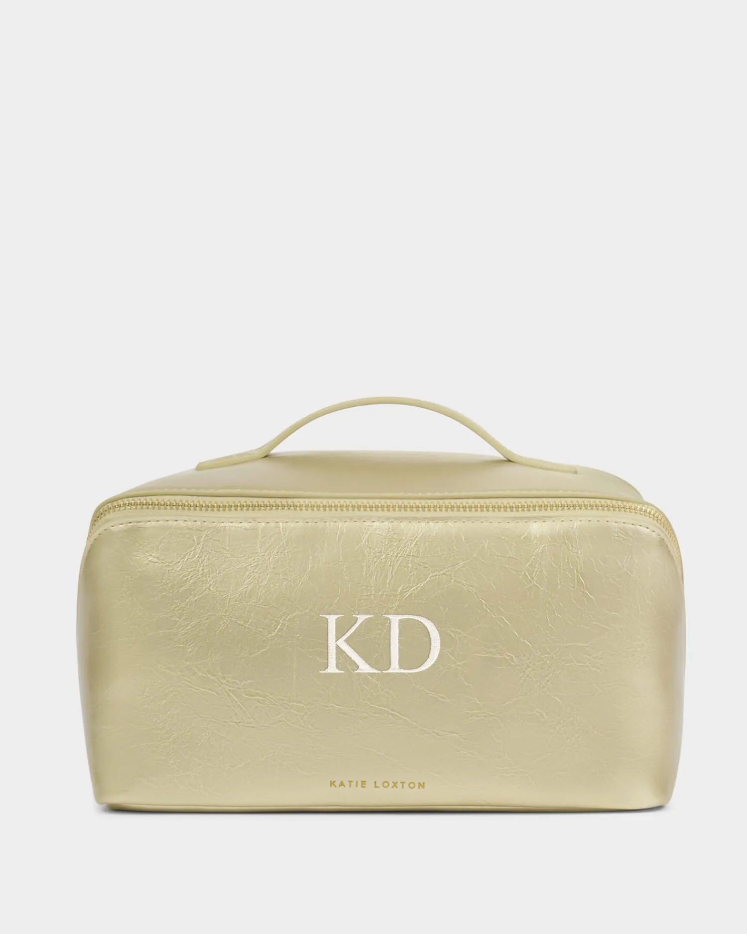 Katie Loxton Patent Crackle Large Makeup & Wash Bag Gold New