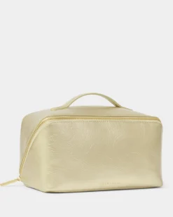 Katie Loxton Patent Crackle Large Makeup & Wash Bag Gold New