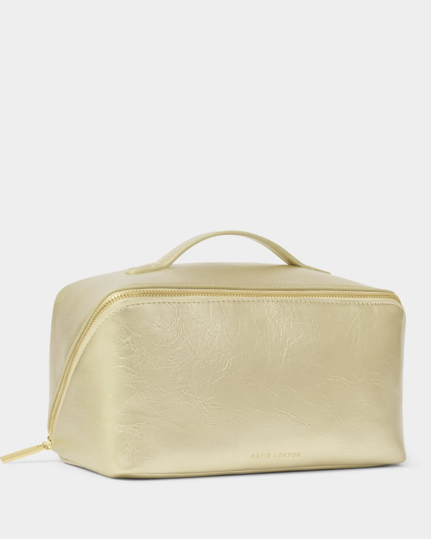Katie Loxton Patent Crackle Large Makeup & Wash Bag Gold New