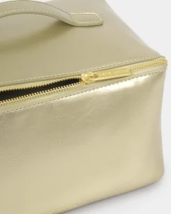 Katie Loxton Patent Crackle Large Makeup & Wash Bag Gold New
