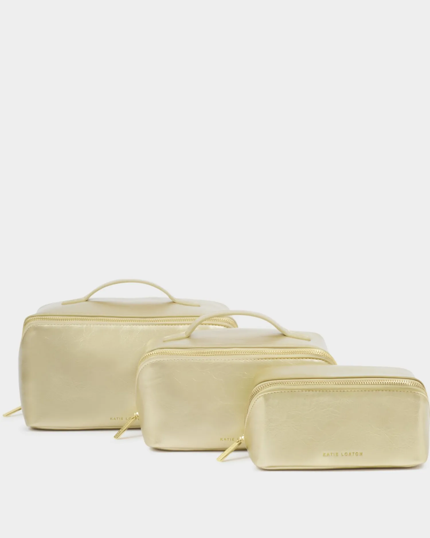 Katie Loxton Patent Crackle Large Makeup & Wash Bag Gold New