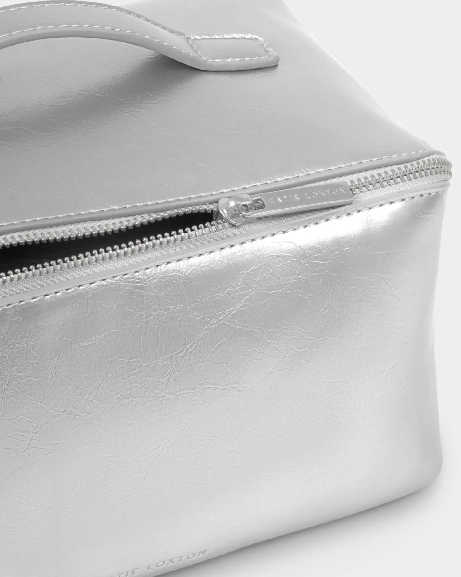 Katie Loxton Patent Crackle Large Makeup & Wash Bag Silver Sale
