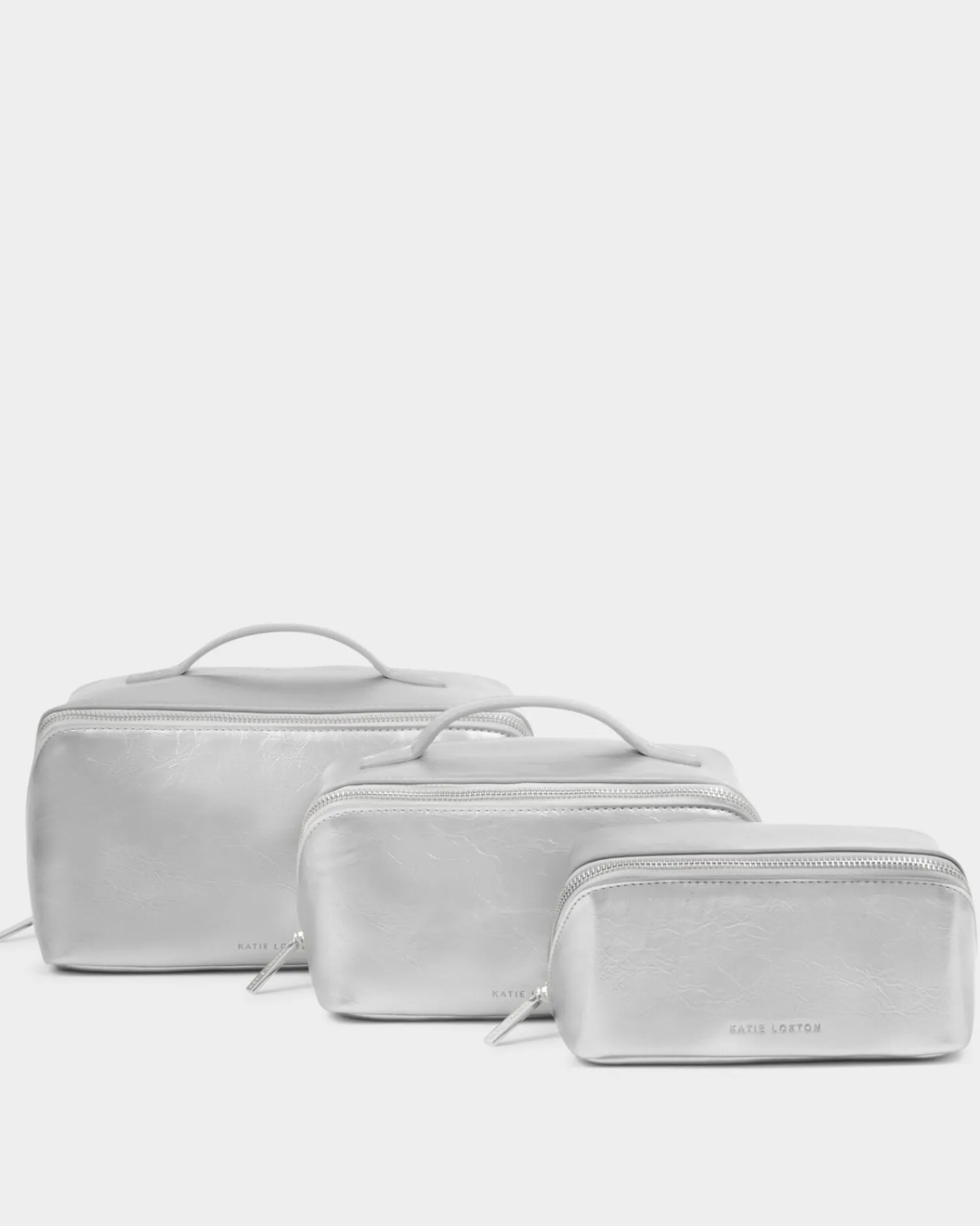 Katie Loxton Patent Crackle Large Makeup & Wash Bag Silver Sale