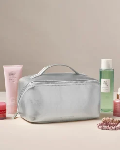 Katie Loxton Patent Crackle Medium Makeup & Wash Bag Silver