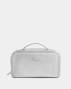 Katie Loxton Patent Crackle Medium Makeup & Wash Bag Silver