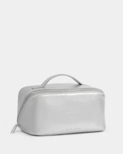 Katie Loxton Patent Crackle Medium Makeup & Wash Bag Silver