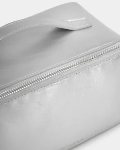 Katie Loxton Patent Crackle Medium Makeup & Wash Bag Silver