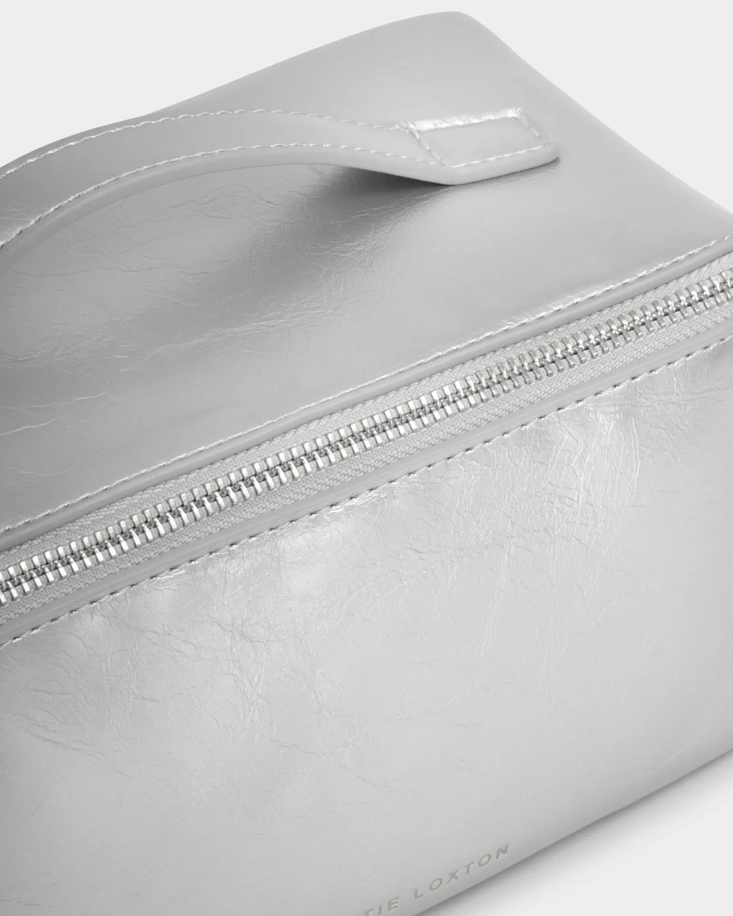 Katie Loxton Patent Crackle Medium Makeup & Wash Bag Silver