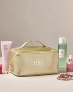 Katie Loxton Patent Crackle Medium Makeup & Wash Bag Gold Best