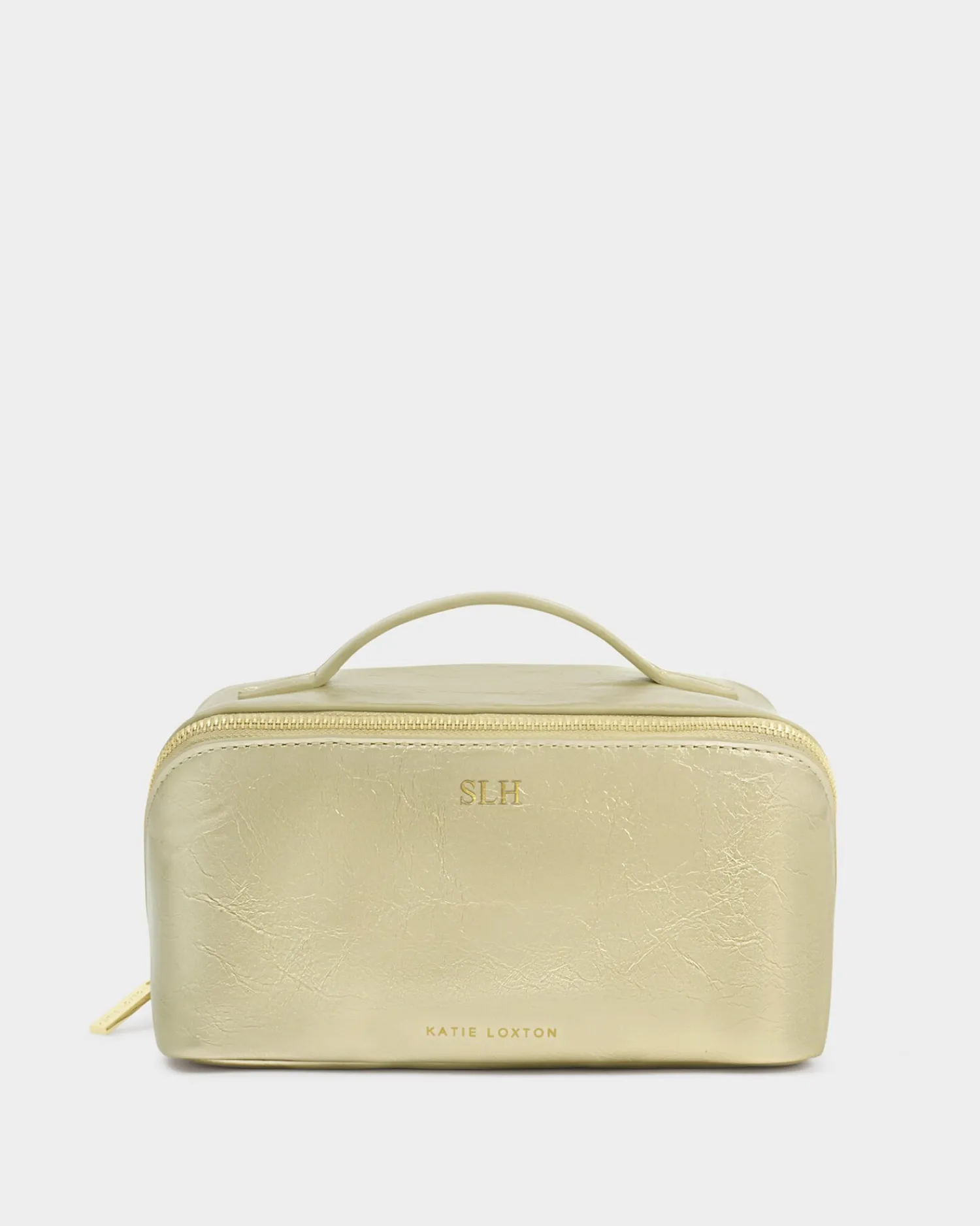 Katie Loxton Patent Crackle Medium Makeup & Wash Bag Gold Best