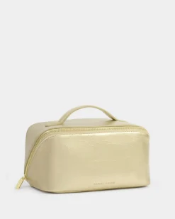 Katie Loxton Patent Crackle Medium Makeup & Wash Bag Gold Best