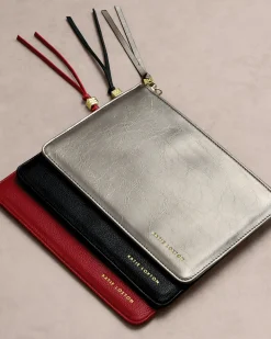Katie Loxton Patent Crackle Tassel Charm Pouch Pewter Discount