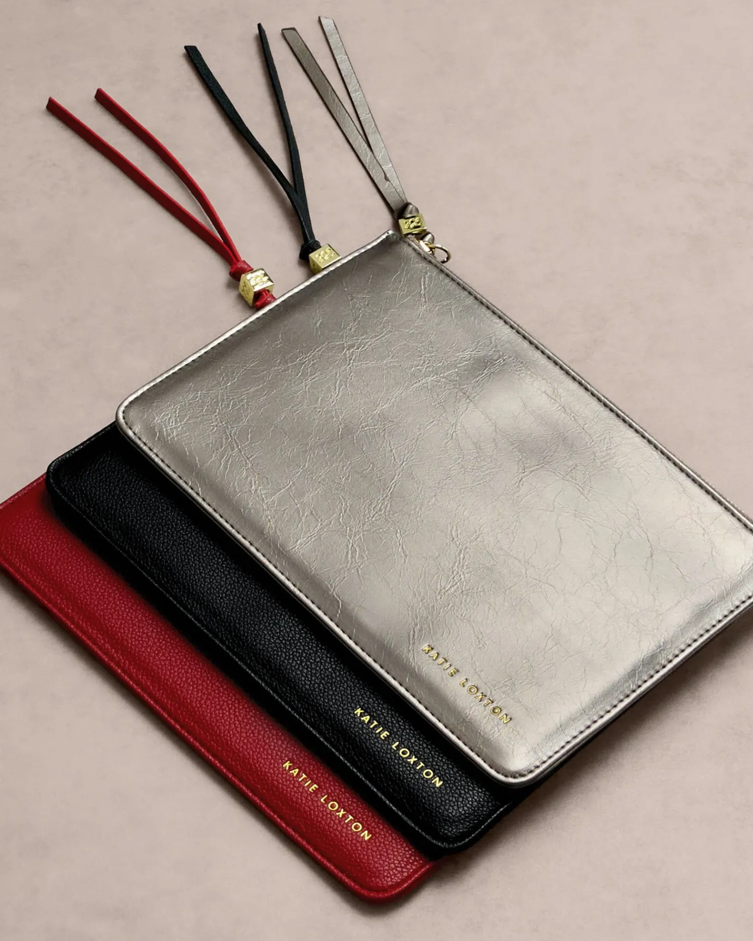 Katie Loxton Patent Crackle Tassel Charm Pouch Pewter Discount