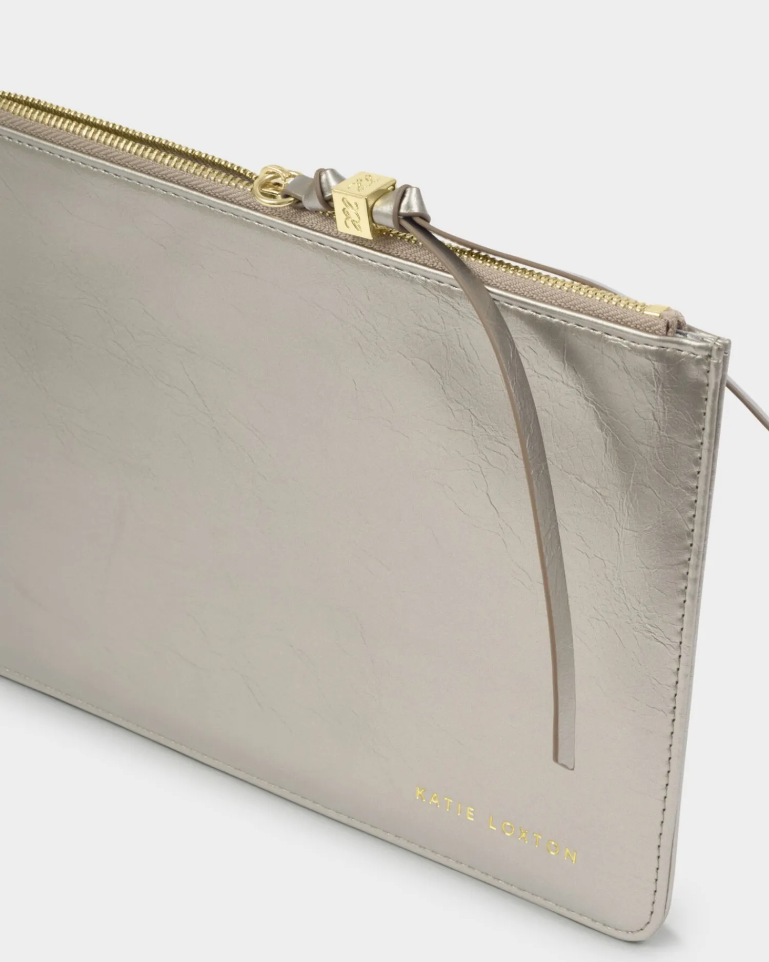 Katie Loxton Patent Crackle Tassel Charm Pouch Pewter Discount